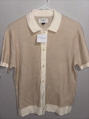 American Eagle - Men’s Striped Button-Up Sweater Polo (size X-small)